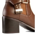 thumbnail image 5 of Ferwind Women's Goldtone Buckle Strap Knee High Riding Boots Band Detail Brown 8, 5 of 9