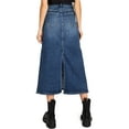 thumbnail image 4 of Risen Jeans Womens Juniors High Rise Midi Denim A Line Skirt (Dark Denim, Medium), 4 of 5