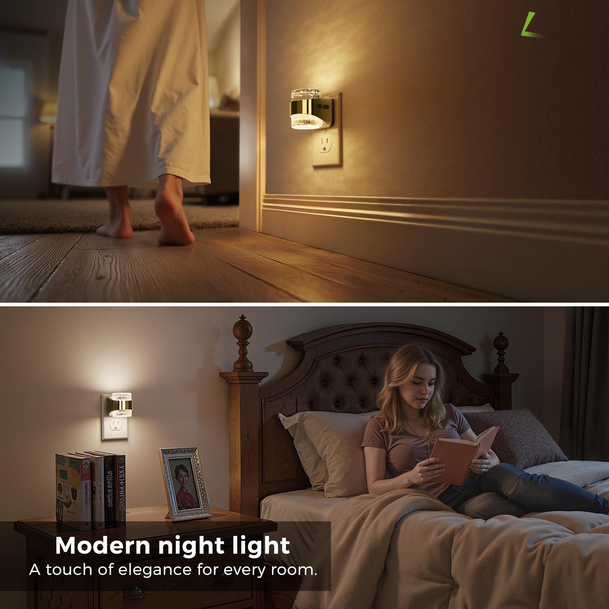 4 Pack 3cct Night Lights Plug Into Wall  3000k/4000k/5000k Adjustable Color Temperature Light Bubble Nightlight With Dusk To Dawn Sensor For Rooms Bathroom Hallway