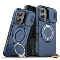 thumbnail image 5 of For Apple iPhone 16e /iPhone SE4 Hybrid Case with 360° Magnetic Ring Stand, Camera Slide Protector & Compatible with MagSafe Phone Case Cover by Xpression, Blue, 5 of 7