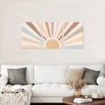 thumbnail image 2 of Boho Sun Wall Art Set of 3 Framed Canvas Wall Art Rainbow Sun Rising on the Horizon Geometric Nature Illustrations Line Art Wall Mid-Century Modern Prints Boho Wall Decor 12"x16" Watercolor, 2 of 6