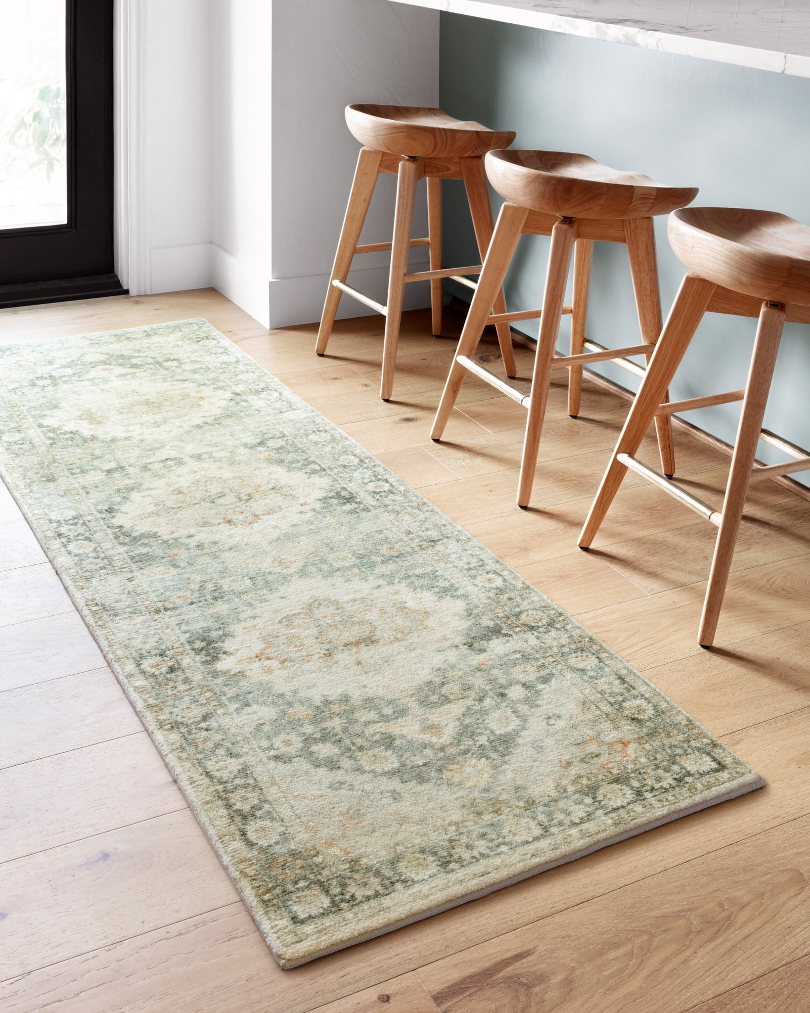 Loloi Rosette Teal / Ivory 18" x 18" Sample Rug