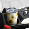 thumbnail image 5 of 20 Oz White Sunflower Coffee Tumbler Double Wall Insulated Stainless Steel Water Bottle | Metal Reusable Thermoses Flask with Cup Cap | Leak & Sweat Proof with Anti-Dust Lid, 5 of 7