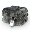 thumbnail image 1 of MARNUR Electric Blanket Heated Throw 50" x 60", Heating Blanket with Soft Faux Fur & Shu Velvet, Large LED Display, 6 Heating Levels, 4 Hours Timer, Tie-Dye Grey, 1 of 9