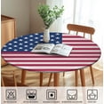 thumbnail image 5 of Round Table Cover for Round Tables 36"-70", Fitted Tablecloth with Elastic for Indoor Outdoor Party Holiday, 44inch, Flag, 5 of 6