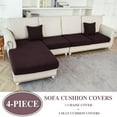 thumbnail image 5 of Couch Cushion Covers for Sectional Sofa L Shape Washable Separate Seat Chaise Couch Cover Stretch Sofa Slipcovers with 2 Pcs Pillowcases(3 Seater + 1 Chaise, Brown), 5 of 6