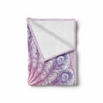 thumbnail image 2 of Peacock Mandala Soft Flannel Fleece Blanket, Negative Effect Tail Feathers Round Pinkish Romantic Pattern Bohemian Art, Cozy Plush for Indoor and Outdoor Use, 70" x 90", Multicolor, by Ambesonne, 2 of 6