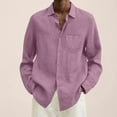 thumbnail image 2 of Entyinea Button-Up Shirt for Men Casual Fashion Plaid Printed Long Sleeve Shirt Pink L, 2 of 5