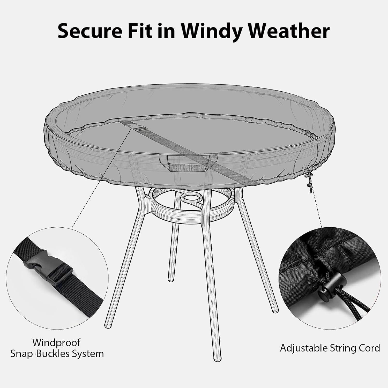 Heavy Duty Patio Table Cover, Gas Firepit Cover Waterproof Outdoor Furniture Cover