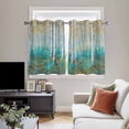 thumbnail image 5 of Teal Yellow Oil Painting Kitchen Curtains Short 45 Inch Length, Contemporary Abstract Art Grommet Top Bedroom Living Room Curtains, Light Filtering Cafe Curtain Drapes 2 Panels Set 84''x45'', 5 of 9