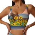 thumbnail image 1 of Fotbe Horse Sunflowers Sujetador Deportivo Largo sin Aros para Mujer con Almohadillas y Soporte Medio, Transpirable y Absorbente, Camiseta Tipo Chaleco o Tank Top-Medium, 1 of 8