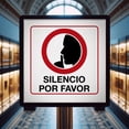 thumbnail image 2 of Señalamiento "Guardar silencio por favor" blanco y rojo. Impreso sobre plástico estireno calibre 40, para interiores y exteriores. Medidas: 20 x 20 cm. Señalética, Letrero, Señal cuadrada informativa., 2 of 4