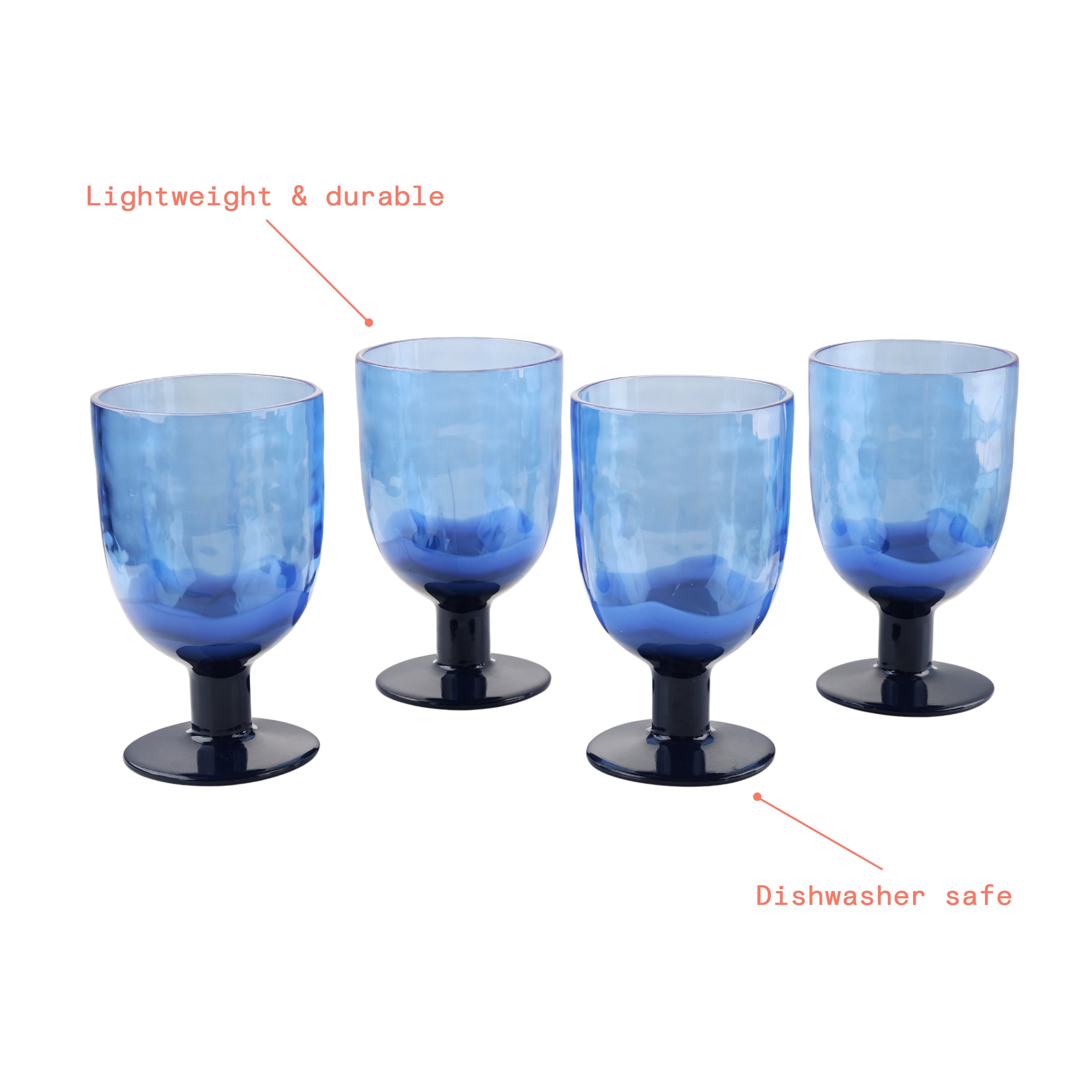 Beautiful 4-Piece 16-Ounce Acrylic Goblet Wine Colorblock Set, Multi-Color by Drew Barrymore
