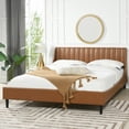 thumbnail image 3 of Handmade Aspen Bed Set - King, Caramel Tan Brown Faux Leather, 3 of 12