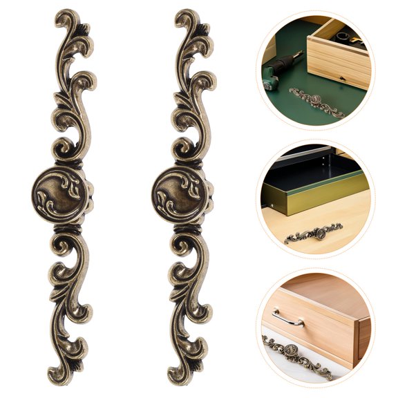 HAMPPLIES Set of 2 Vintage Light Brown Zinc Alloy Pull Handles for Cabinets and Drawers, Easy Grip Design