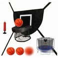 thumbnail image 2 of Trampoline Basketball Attachment - Hoop, Adjustable Rope, 3 Balls Included - for Backyard Gym, Family Games, Kids Athletic Skills, 2 of 8