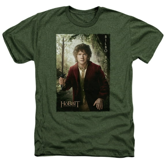 The Hobbit - Bilbo Poster - Heather Short Sleeve Shirt - Large