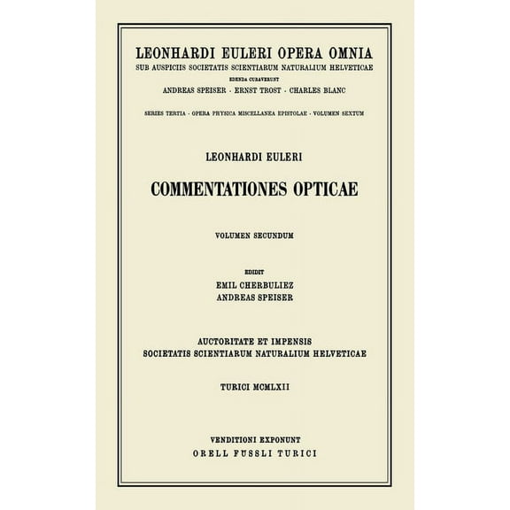 Commentationes Opticae 2nd Part, (Hardcover)