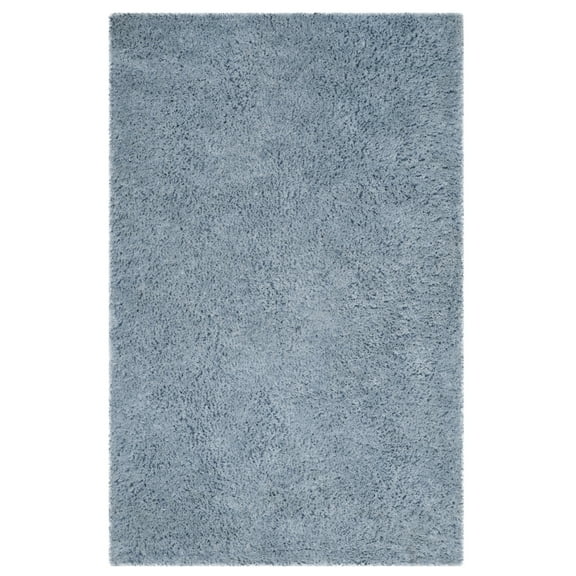 SAFAVIEH Florence Waverly Solid Polyester Shag Area Rug, Light Blue, 8' x 10'