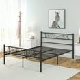 thumbnail image 3 of Yoneston Metal Platform Bed Frame Full Size with Wave Headboard & Footboard ,Black, 3 of 7