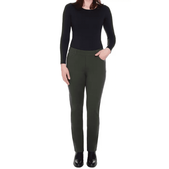 S.C. & Co. Women's Pull On Slim Leg Pocket Pant Green Small