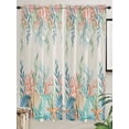 thumbnail image 5 of Summer Ocean Living Room Curtains 2 Panel, Watercolor Coastal Coral Shell Seaweed Beige Cafe Window Treatment, Extra Long Farmhouse Bedroom Bathroom Kitchen Curtains Drapes 104"x72", 5 of 6