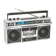 QFX Bluetooth Battery Cassette Player Portable AM/FM Radios, Silver
