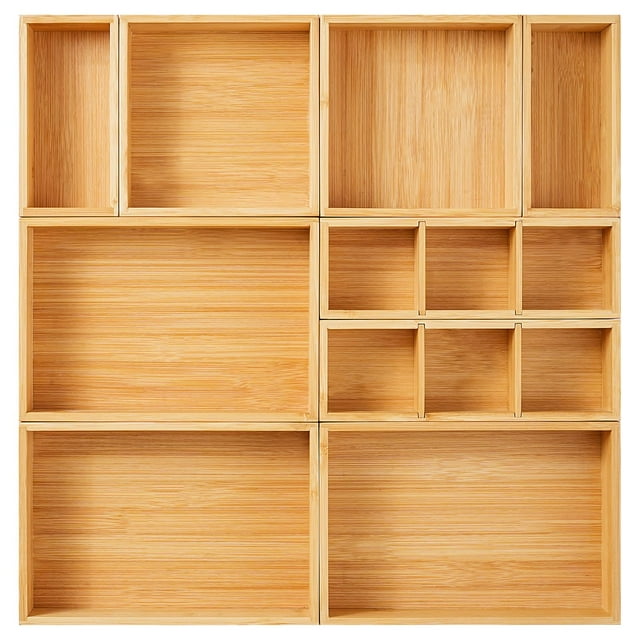 Organizador de cajones Fabsome de madera de bambú, juego de 9 para cocina