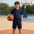 thumbnail image 5 of Liyamei Boys Athletic Shorts with Pockets for Summer Sports and Running Size 4-14,Blue, 5 of 5