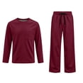 thumbnail image 4 of HAJWOH Mens Pajama Set Long Sleeve Soft Sleepwear with Pocketsand Elastic Drawstring, Comfortable Loungewear for Sleeping, 4 of 5