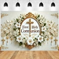 thumbnail image 2 of First Holy Communion Photography Background White Floral Newborn Baby Shower Decorations Cross Flowers Green Eucalyptus Leaves Backdrop God Bless Mi Primera Comunion Banner, 2 of 5