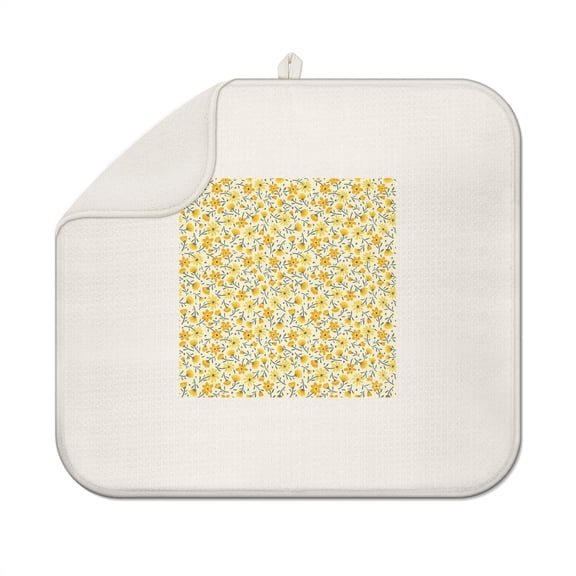 Daisy Kitchen Dish Drying Pad Microfiber Rack Mat Absorbent Drainer Mat for Sink Area Spring Summer Floral Decor 16x18 Inch