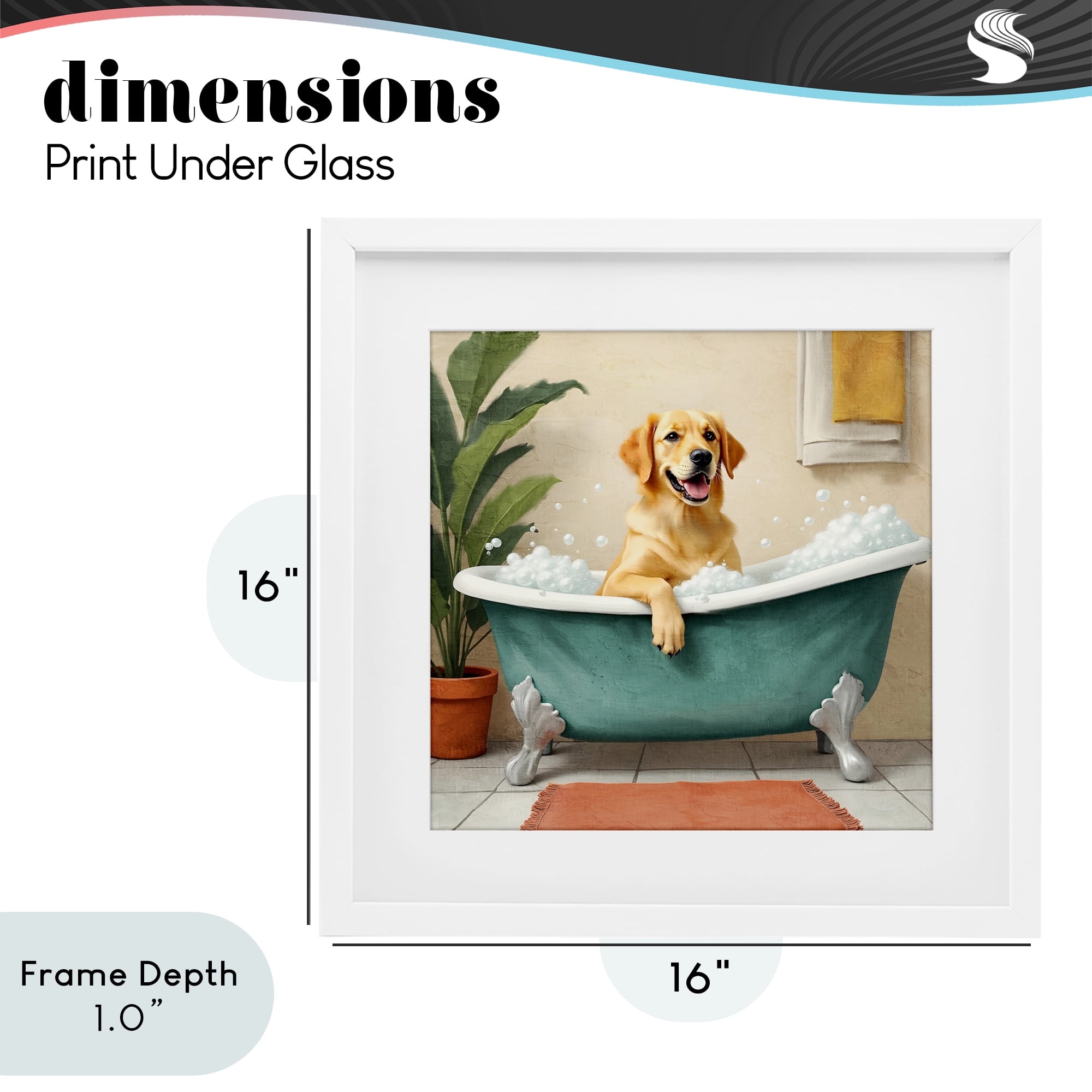 Stupell Industries Bubble Bath Labrador Dog White Framed Print Under Glass, design by Kim Allen
