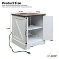 thumbnail image 3 of Farmhouse End Table with Charging Station, 19.6 Inch Rustic Wood Nightstand with Adjustable Shelf and Barn Doors, Square Sofa Side Table for Living Room, Bedroom, White, 3 of 7