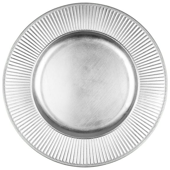Koyal Wholesale Acrylic Charger Plates Round Silver Ribbed - Set of 4 Buy Bulk for Weddings and Events