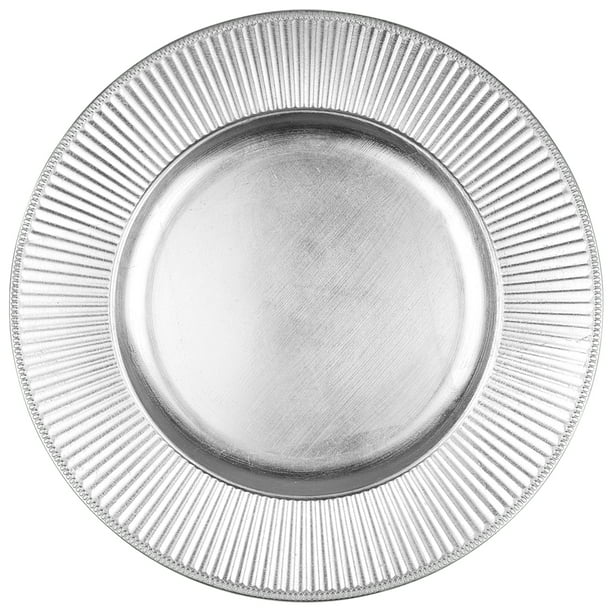 Koyal Wholesale Acrylic Charger Plates Round Silver Ribbed - Set of 4 Buy  Bulk for Weddings and Events 