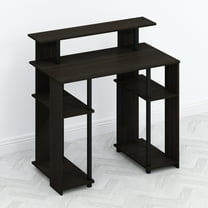 Furinno Tomi Computer Writing Desk with Hutch and Shelves, Walnut