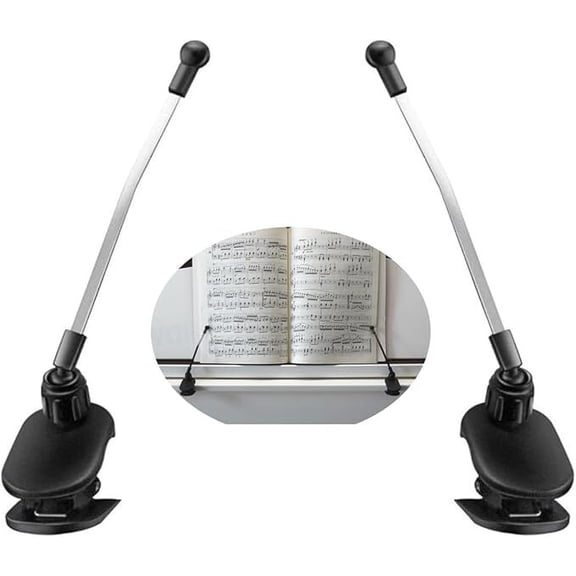 COFUNU Adjustable Sheet Music Clip, Piano Music Book Page Holder for Keyboard and Sheet Music Stands, Black (2 Pack)