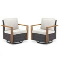 thumbnail image 2 of PARKWELL Classic Swivel Glider Chair Set of 2, Patio Cushioned Lounge Swivel Rocker Arm Chair for Balcony Yard,Brown Wicker and Beige Cushions, 2 of 8