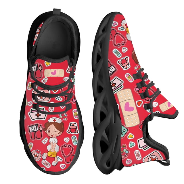 Zapatillas deportivas informales con estampado de enfermera kawaii para mujer, antideslizantes, con plataforma y estampado médico quirúrgico para hospital.
