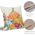 thumbnail image 5 of Fall Pillow Covers 16x16 Set of 2 Autumn Teal Yellow Orange Pumpkin Flower Leaf Throw Pillows Thanksgiving Outdoor Decorative Case Linen Cushion Farmhouse Decor for Home Couch Sofa Bed, 5 of 5