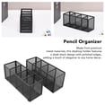 thumbnail image 3 of Pen Holder, Black 4 Compartments Desk Organizer Multipurpose Metal Space Saving  For Scissors Brushes Crayons, 3 of 7