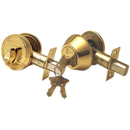 Constructor Deadbolt Door Lock Set with Single Cylinder Polished Brass
