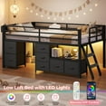 thumbnail image 4 of Afuhokles Low Loft Bed Twin Size with 7 Storage Drawers, Bookcase and LED Lights, Black, 4 of 5