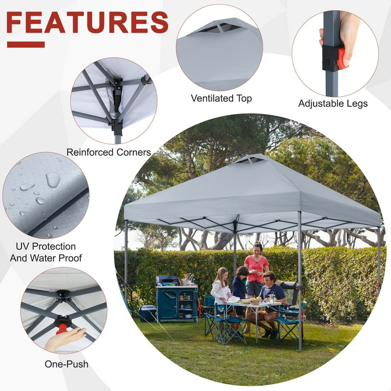 ABCCANOPY Easy Pop Up Outdoor Canopy Tent, 10x10 ft, Patio Camping