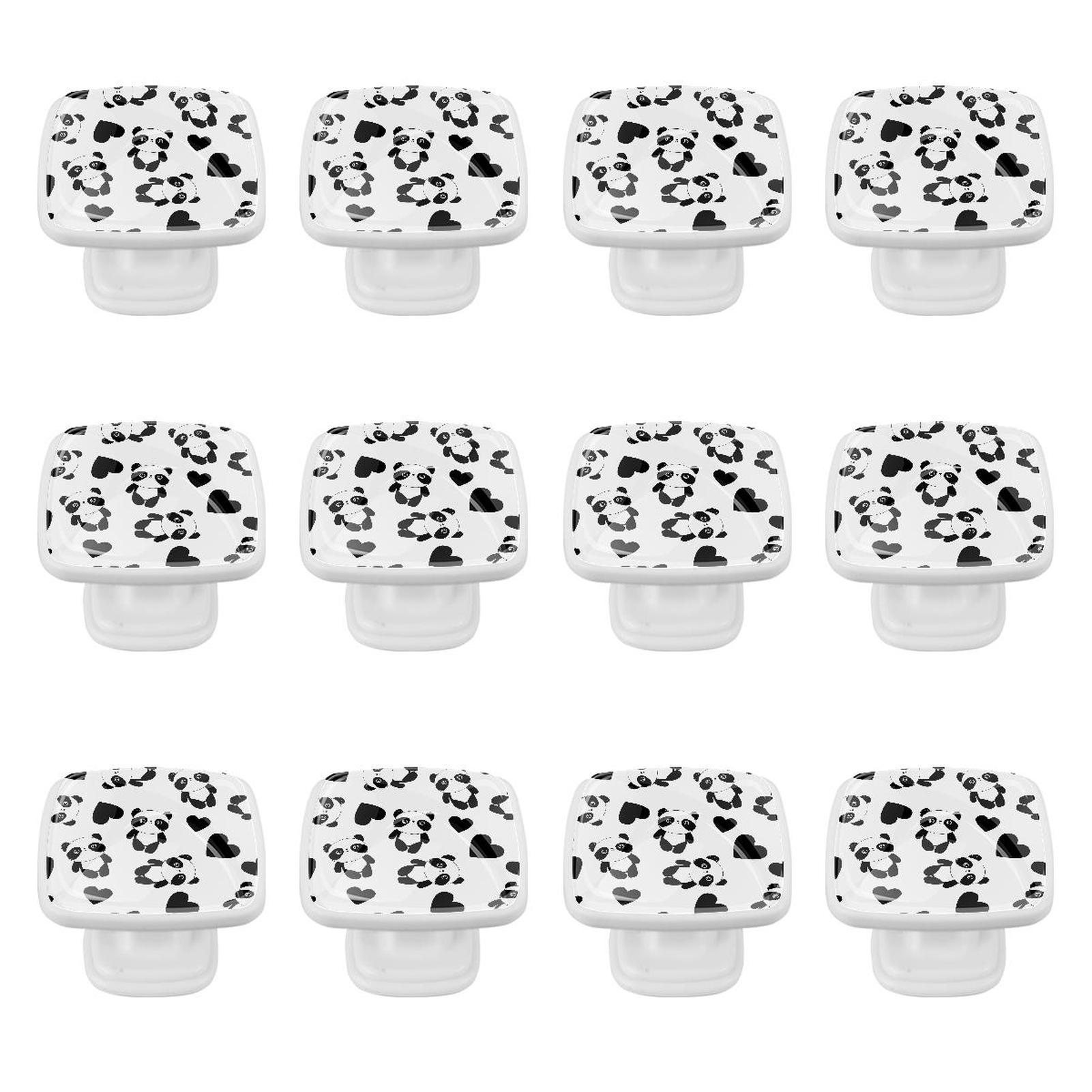 12 Pieces Drawer Pulls Handle Square Wardrobe Panda Knobs with
