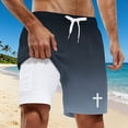 thumbnail image 2 of XFeng Men's 2 in 1 Swim Trunks, Print Board Shorts with Compression Liner, Quick Dry Beach Swim Shorts with Pockets, 2 of 4