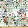 thumbnail image 2 of Ambesonne Spring Fabric by the Yard Upholstery, Watercolor Roses Leaves Plot, 2 Yards, Burgundy and Grey Teal, 2 of 5