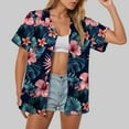 thumbnail image 2 of TTUHYWXI Hawaiian Shirts for Women Tropical Shirt Summer Beach Hawaii Button Down Short Sleeve Blouses Floral Tops Hawaii Outfits 2025 (Navy, XXL), 2 of 5