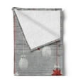 thumbnail image 2 of Christmas Soft Flannel Fleece Throw Blanket, Traditional Celebration Theme Pendant Stars Baubles Ornate Snowflakes, Cozy Plush for Indoor and Outdoor Use, 50" x 60", Grey Red White, by Ambesonne, 2 of 5